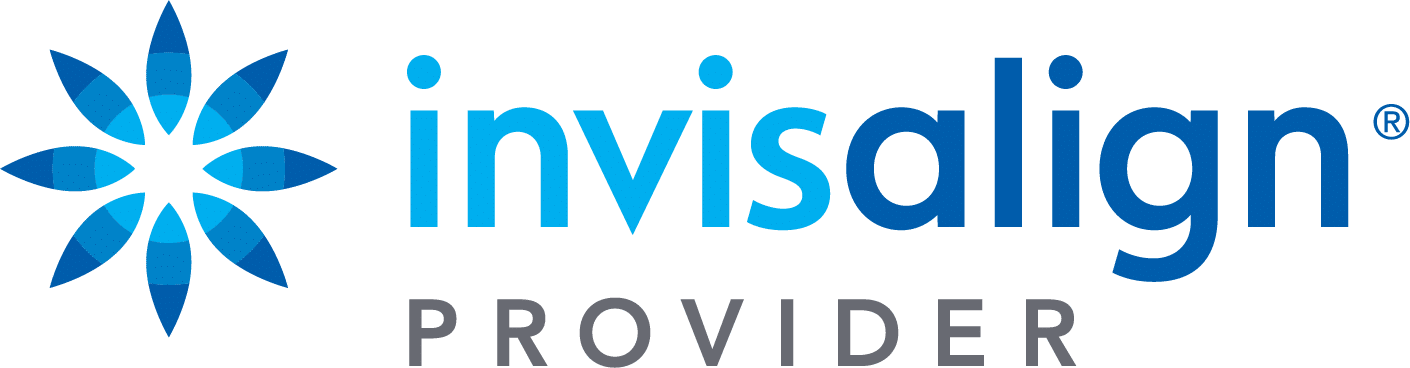 Invisalign Provider logo in blue with star design and gray text below.